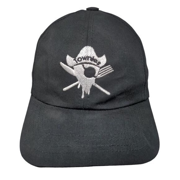 Townies Strapback Hat Black One Size Adjustable Embroidered Vented Holes Cotton - Picture 1 of 8